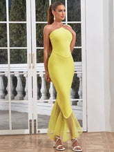 Robe bandage à volants tendance pour femme, robe de soirée longue sexy asymétrique à une épaule, robe maxi moulante sans manches d'été