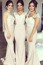 Lace Mermaid Off Shoulder Sweetheart Bridesmaid Dresses, Wedding Party Dress