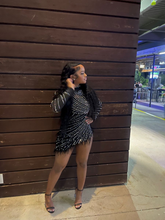 Vestido de fiesta de bienvenida negro con pedrería, manga larga, vestido negro de cumpleaños Y2526