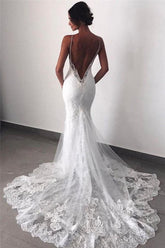 Wedding Dresses Lace Mermaid Sexy Spaghetti Straps Bride Dress WD597