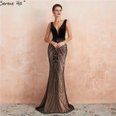Black Backless Sexy Mermaid Prom Dresses Design 2025 V-Neck Sequins Long Prom Party Dress LA70288