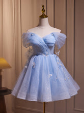 Robe de bal courte en dentelle à épaules dénudées Blue Fairy