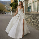 Bohemian Wedding Dresses Women's Sexy Sweetheart Sleeveless A-line Princess Bridal Gowns Lace Applique Side Split свадебное