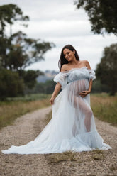 Maternity Gowns Long Sleeve Off The Shoulder Maternity Dress