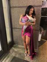 Vestido sexy de fiesta de cumpleaños, sin espalda, sin tirantes y con abertura lateral, estilo asimétrico, modelo Y6439