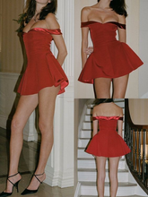 Vestidos de fiesta de corte A rojos para baile de bienvenida, vestidos de cóctel Y6413