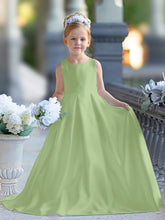 A-line Lace Satin Floor-length First Communion Flower Girl Dress