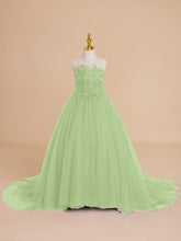 Ball-Gown/Princess Tulle Sweep Train Flower Girl Dress
