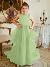Ball-Gown/Princess Satin Tulle Floor-length Flower Girl Dress