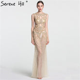 On Sale no return no refund Sale Champagne Transparent Sexy Mermaid Evening Dress Sleeveless Sequined Tulle Evening Gowns 2025 LA6156