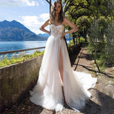 Charming High Fork Bohemian Sleeveless Sweetheart Mopping Wedding Dresses Off Shoulder Appliques Lace Bridal Gowns Boho Backless