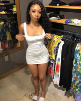 Vestido blanco sexy con escote cuadrado, minivestido blanco para fiesta de bienvenida Y4092