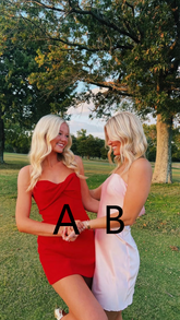 Precioso vestido rojo sin tirantes para fiesta de bienvenida. Vestido rojo de cóctel Y4180