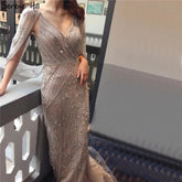 Dubai Grey Nude Sexy Evening Dresses 2025 Crystal Sleeveless Shawl Yarn Formal LA70382