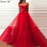 Sale Dubai Red Sleeveless Crystal Bow Evening Dresses 2025 A-Line Sexy Fashion Formal Dress LA60952