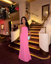 Vestidos de fiesta largos de noche rosas para mujer, estilo formal, modelo Y6920