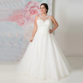 Elegant O-neck Plus Size Wedding Dresses Custom Made See Through Organza Appliqued A-line Bridal Gown Robe de Mariee