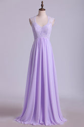 Elegant Lavender Lace Top Bridesmaid Dress VMB51