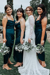 Ankle-length Dark Teal Bridesmaid Dresses For Wedding VMB41