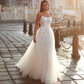 Exquisite Off Shoulder Sleeveless Mopping Wedding Dresses New Classic Square Collar Lace Princess Beautiful Bridal Gown