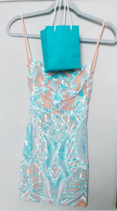 Robe de soirée courte à sequins illusion Y1418