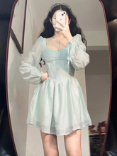 Vestido de fiesta retro de corte A con mangas largas Y2517