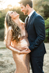 Gold Sequin Maternity Dress Gold Baby Shower Dress