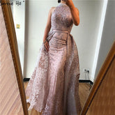 Grey Dubai Design Sleeveless Sexy Evening Dresses 2025 Embroidery Diamonds Mermaid Formal Dress Real Photo LA70014