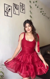 Vestido corto de fiesta de bienvenida de tul rojo dulce corte A Y8509