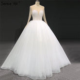 Ivory Long Sleeves Sparkle Sexy Wedding Dresses Beading Sequins O-Neck Bride Gowns HA2332 Custom Made