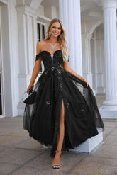 Robe de soirée en mousseline de soie, col en V, manches longues, tulle brodé, longueur au sol, pour demoiselle d'honneur, bal, mariage, 28127