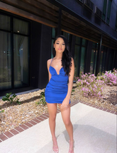 Vestido azul real sexy Vestido azul real para baile de bienvenida Y2164