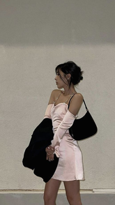 Vestidos sencillos de corte recto en rosa rubor para el 18 cumpleaños, conjuntos cortos para cumpleaños, vestido rosa para la fiesta de bienvenida Y6909