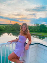 Vestido ajustado morado claro, minivestido para fiesta de bienvenida Y2956