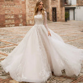 Luxury Wedding Dresses Lace Applique A-Line Bridal Gowns Robe Church Wedding Party Beach Vestido De Novia 2023 Boda Elegante שמל