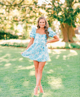 Robe courte trapèze à imprimé floral style rétro, tenue d'été Y2957