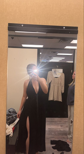 Vestido de noche negro sexy de corte A con escote en V, modelo Y6877