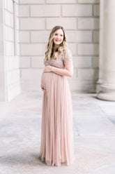 Pink Sequin Maternity Dress Maternity Maxi Dress For Baby Shower
