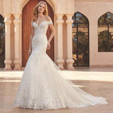 Mermaid Wedding Dress Off The Shoulder Vintage With Lace Embroidery Vestido De Noiva Sexy V-Neck Vestidos De Novia