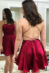 Robe de bal courte en satin dos nu, robe de soirée courte