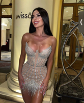 Robe de cocktail sexy pour anniversaire, robe de soirée brillante Y4421