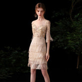 Vestido de noche sexy para mujer, corto, de fiesta, con cuentas, formal.