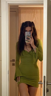 Robe moulante verte sexy à manches cloche, robe de soirée courte verte Y4298