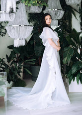 Organza White Maternity Robe for Photoshoot