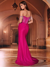 Luxury Sparkly Crystal Mermaid Prom Dress Sexy Sheer Bodice