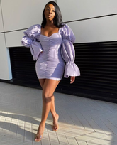 Vestido corto lila claro para fiesta de bienvenida, atuendo para cumpleaños número 22, modelo Y2108