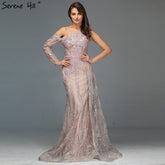 Pink Beading Diamonds Sexy Evening Dresses Real Photo One-Shoulder Mermaid Formal Dress 2025 LA60999