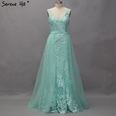 On Sale No Return No Refund Pink V-Neck Sexy Mermaid Dubai Evening Dresses 2025 Sleeveless Handmade Flowers Pearls Evening Gowns LA60737