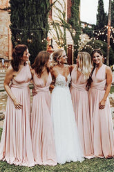 Chiffon A-line V-neck Long Bridesmaid Dresses, Wedding Party Dress