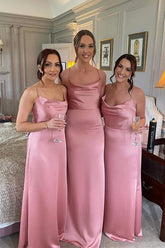 Silk Satin Floor Length Bridesmaid Dresses, Wedding Party Dresses